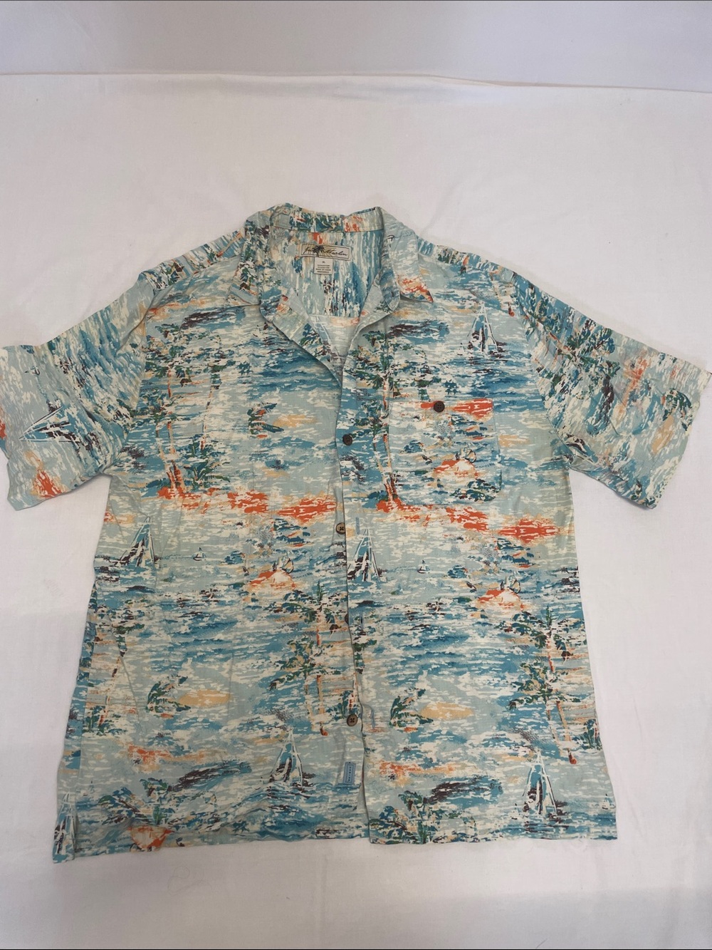 Light Blue Tropical Print Short Sleeve Shirt